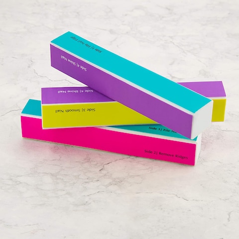 Tools for Beauty Mimo 4-Sided Cosmetic Tool Long Multi-Coloured Nail Buffer Block For Manicure, 4 Ways In One Block