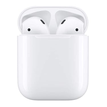 Apple AirPods 2nd generation earbuds with charging case, bluetooth, built-in microphone, White