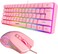 61keys wired luminous keyboard set luminous gaming mouse office game keybaord spot (Pink)