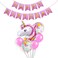 Party Time Pink Unicorn Theme Birthday Decorations Set Pack of 7 - Pink Glittery Happy Birthday Banner with 6pcs Unicorn Latex and Foil Balloons, Unicorn Decorations Party Supplies