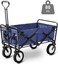 Generic Garden Cart Folding Wagon Foldable Heavy Duty Outdoor Trolley Utility Transport Cart 80Kg Max Load, For Outdoor/Festivals/Camping, Blue