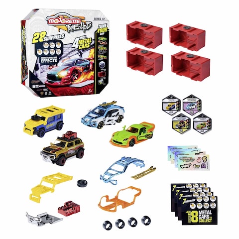 Majorette Tune Up&#39;s Series 2 With Chrome Effects 28 Surprises Metal Cars Playset 5+ Years