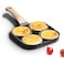 4 Hole Omelet Pan for Burger Eggs Ham Pancake Maker Wooden Handle Frying Pot Non-Stick Cooking Breakfast