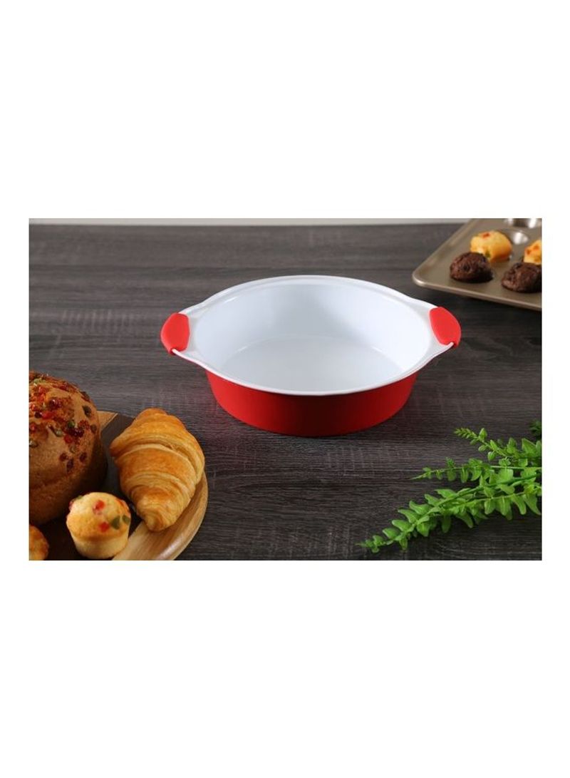 Buy Generic Leered Round Cake Pan White/Red Online | Carrefour UAE