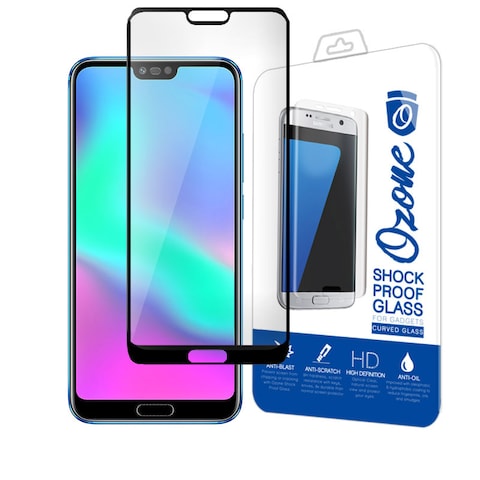 Ozone - Huawei Honor 10 Tempered Glass 0.26mm Full Cover Shock Proof Screen Protector - Black