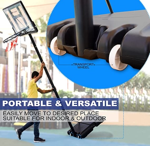 SKY LAND Sports Basketball Hoop   Basketball Goal on Wheels Adjustable Height 5 - 10 FT, 44&quot; Backboard For Adults &amp; Kids, Outdoor Basketball Stand, EM-1873