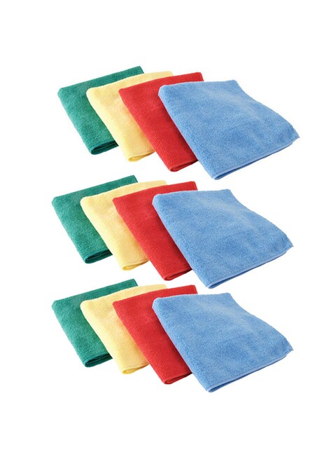Marrkhor 12-Piece Multipurpose Microfiber Cleaning Cloth Multicolour 40Cm