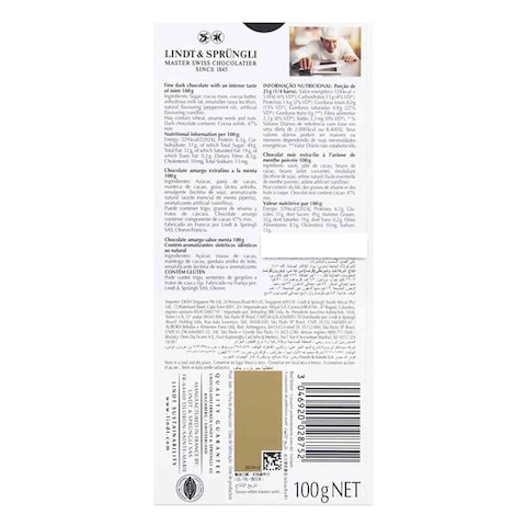 Lindt Excellence Mint Intense Dark Chocolate 100g