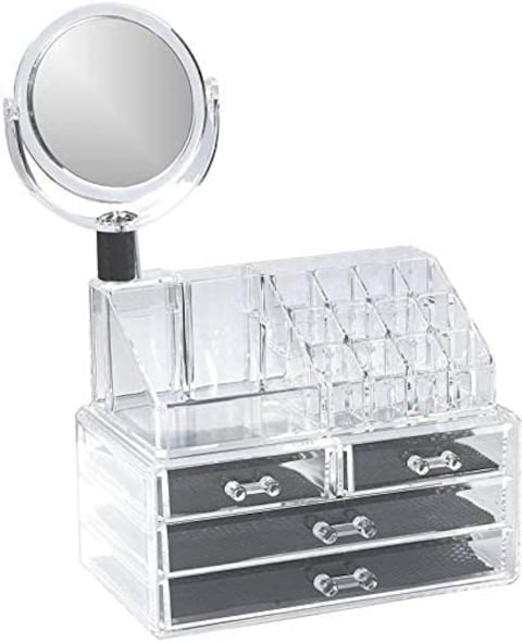 Generic - Cosmetic Makeup Organizer Rack With 3 Drawers And Mirror
