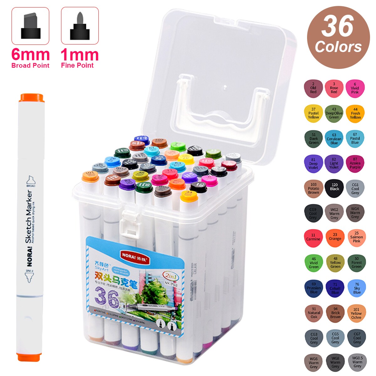 Buy Generic-36 Colors Art Markers Set Dual Heads Broad Fine Point ...