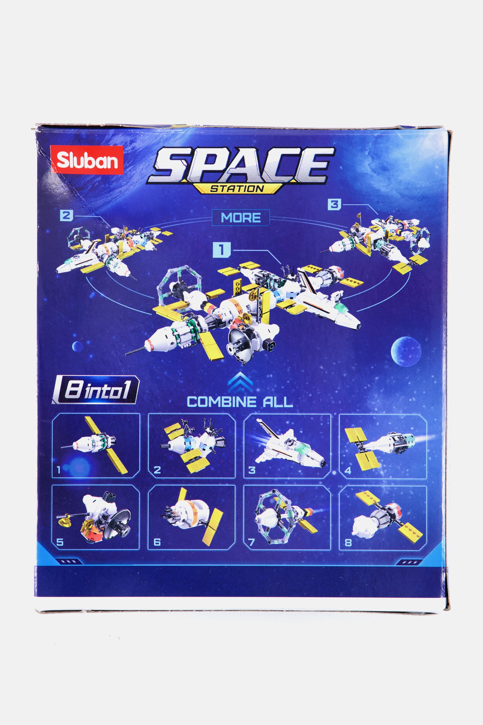 Sluban 62 Pcs Space Station, Space Probe, 8 In 1, Kit, Terminal Blocks, White Combo