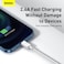 Baseus Superior Series USB to Lightning-Fast Charging Cable Data Transfer 2.4A for iPhone 13 12 11 Pro Max Mini XS X 8 7 6 5 SE iPad and More (2M) White