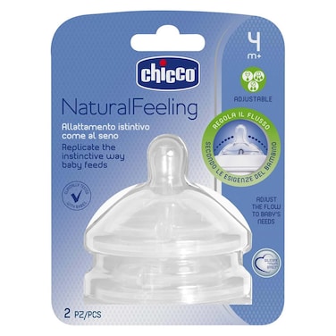Chicco Natural Feeling Step-up Baby Bottle Teat - 4 Months+ - 2 Pieces