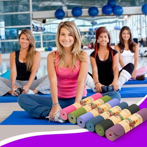 Generic-6mm TPE Thick Exercise Yoga Mat Non-slip Yoga Mat for All Types of Workout Exercise and Fitness Dark Purple 183 * 60 * 0.6