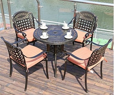 Yulan Outdoor Cast Aluminium Coffee Table Chairs Set (Golden) Yl21012-415