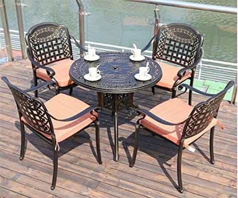 Yulan Outdoor Cast Aluminium Coffee Table Chairs Set (Golden) Yl21012-415