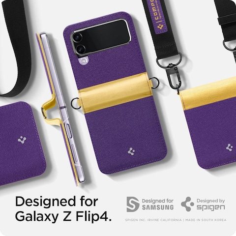 Spigen Compoty designed for Samsung Galaxy Z Flip 4 case cover with strap (2022) - Pansy