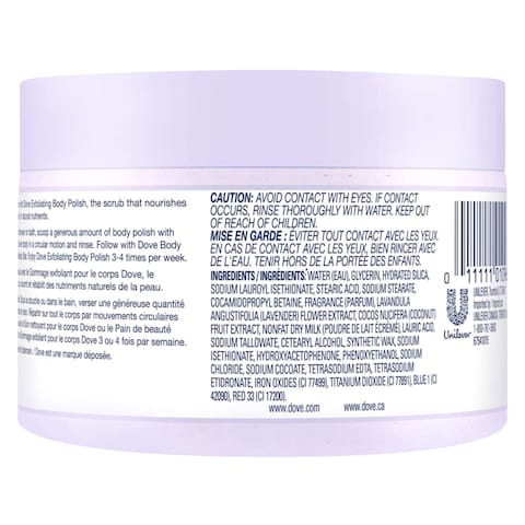 Dove Exfoliating Polish Crushed Lavender And Coconut Milk Body Scrub 298g