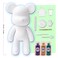 DIY CREATE YOUR OWN UNIQUE ACRYLIC FLUID POURING PAINT BEAR (9 inch - 23 cm) COMPLETE SET, colors: Dark-Purple, Gold, Blue-Green. Arts and Crafts, Customize Handmade Creative Birthday Gift
