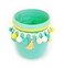 Ceramic Jar Turquoise with Pompoms 13cm