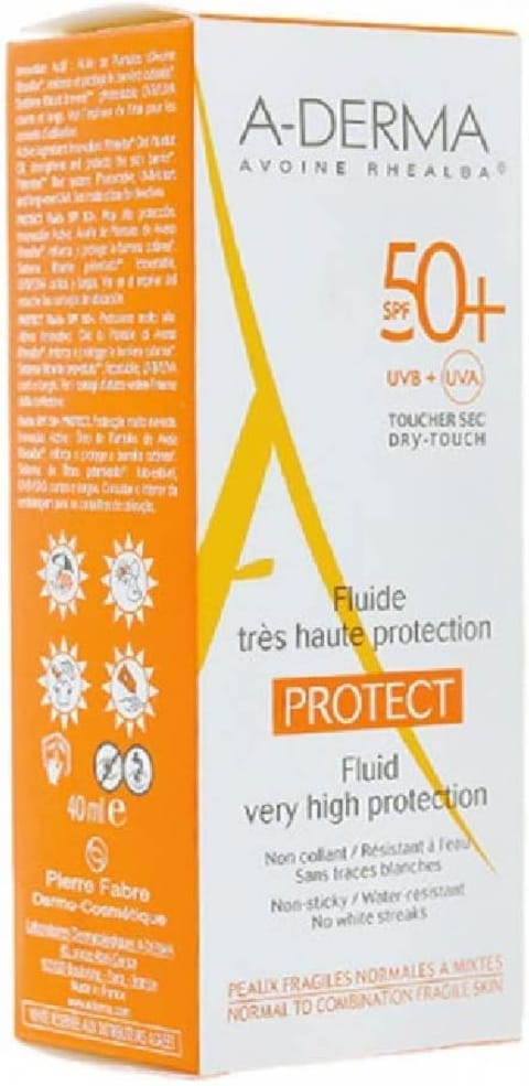 Aderma Protect Fluid - Very High Protection - For Acne-Prone Oily Skin - Spf50+ - 40ml