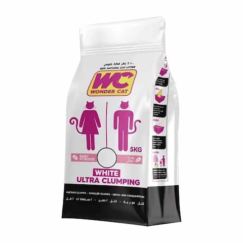 Wonder Cat Ultra-Clumping Cat Litter with Baby Powder Scent - 5 kg - White