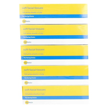ماي تشويس مناديل وجه بطبقتين 150 منديل حزمة من 5