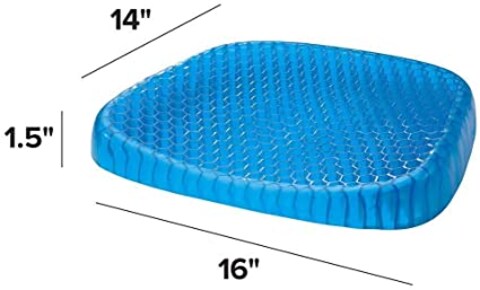 JMB Egg Sitter Seat Cushion With Non-Slip Cover Breathable Honeycomb Design Absorbs Pressure Points, Blue/Black, W 37.6 X H 35.2 X L 5.6 Cm