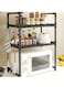 Cozy Nest 3 Tier Plastic Microwave Oven Rack with 4-Hook and Handle Heavy Duty Toaster Spics Counter-top Holder for kitchen Organizer and Storage Shelf Stand