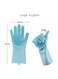 Generic Silicone Washing Scrubber Gloves Blue 13.5x6x1inch