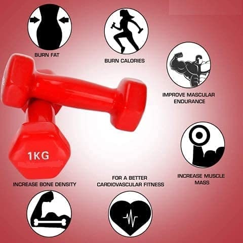 ULTIMAX 2Pcs Fitness Vinyl Dumbbell Hand Weights-3KG*2
