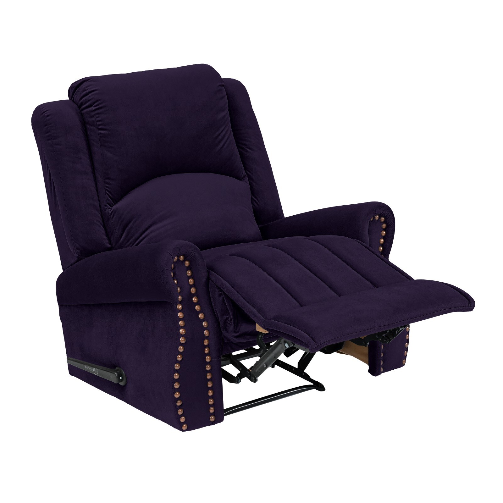 Buy In House Velvet Rocking & Rotating Recliner Chair - Dark Purple ...