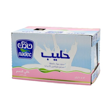 Nadec Long Life Skimmed Milk 1L &times; 12 Pieces