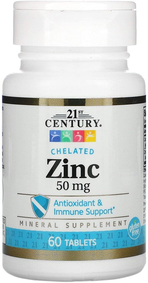 21st Century Zinc, Chelated, 50 Mg, 60 Tablets