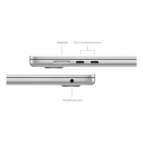 Apple MacBook Air Laptop with 15-Inch Display M3 Processor 8GB RAM 256GB SSD M3 Chip Graphic Card Silver English and Arabic