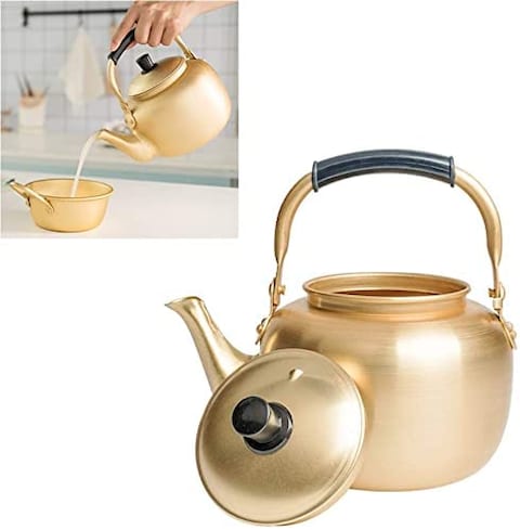 SAQOWARE Yellow Kettle 2L&ndash;Golden Kettle-Karak Tea Kettle-Camping Kettle-Camping Tea Kettle &ndash;Korean Kettle(2 Liter)