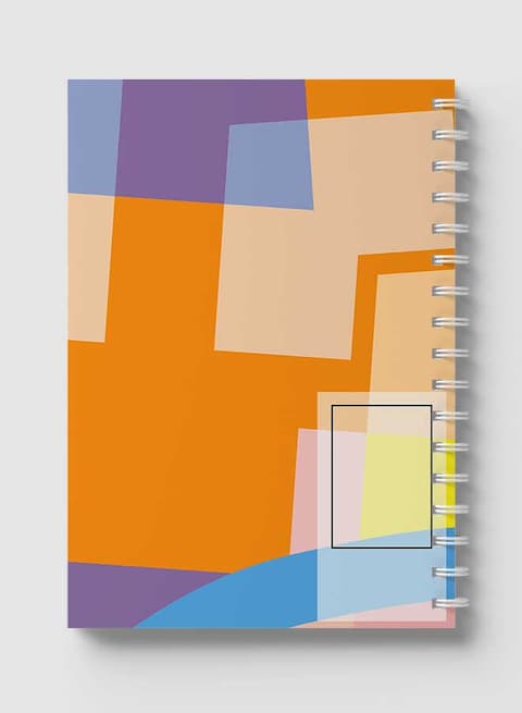 Lowha Spiral Notebook With 60 Sheets And Hard Paper Covers With Abstract Colorful Shapes Design, For Jotting Notes And Reminders, For Work, University, School