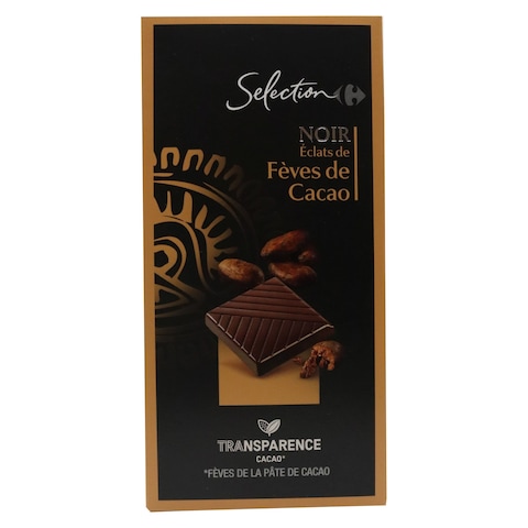 Carrefour Selection Black Bursts Of Cocoa Beans Dark Chocolate 100g