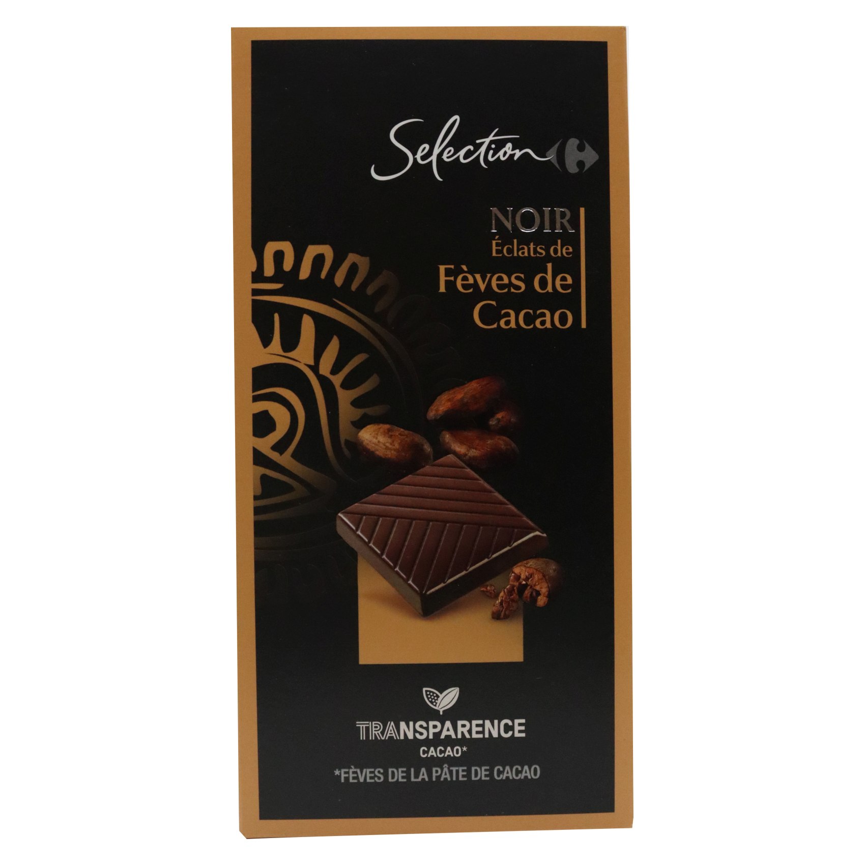 Carrefour Selection Black Bursts Of Cocoa Beans Dark Chocolate 100g