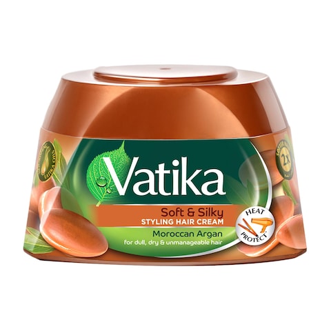 Dabur Vatika Naturals Moroccan Argan Soft And Silky Hair Cream Brown 140ml