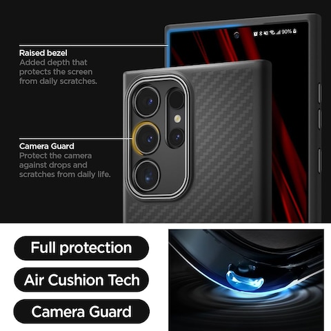 Spigen Enzo Aramid Fiber for Samsung Galaxy S24 Ultra case cover (2024) - Matte Black