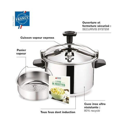 Tefal Authentic Stainless Steel Pressure Cooker Silver 10L