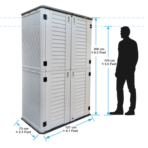 Outdoor Storage Cabinet with Shelf, Heavy Duty, Extra Large Size, 1483 Litres, 5-Year Limited Warranty, Vertical Shed, CamelTough, HTC-CT635