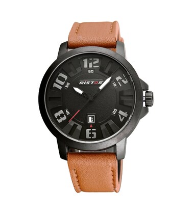 ساعة يد رياضية انالوج جلد مقاوم للمياه للرجال من ريستوس, 9353-CF
