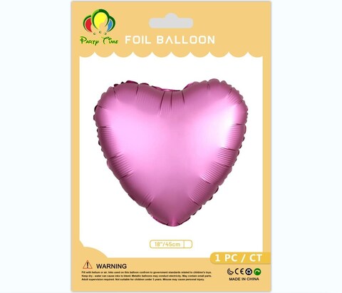 Party Time 1pc 18&quot; Matte Pink Heart Shaped Foil Mylar Balloons For Mother&#39;s Day, Wedding Decoration &amp; Engagement - Birthday Party Supplies