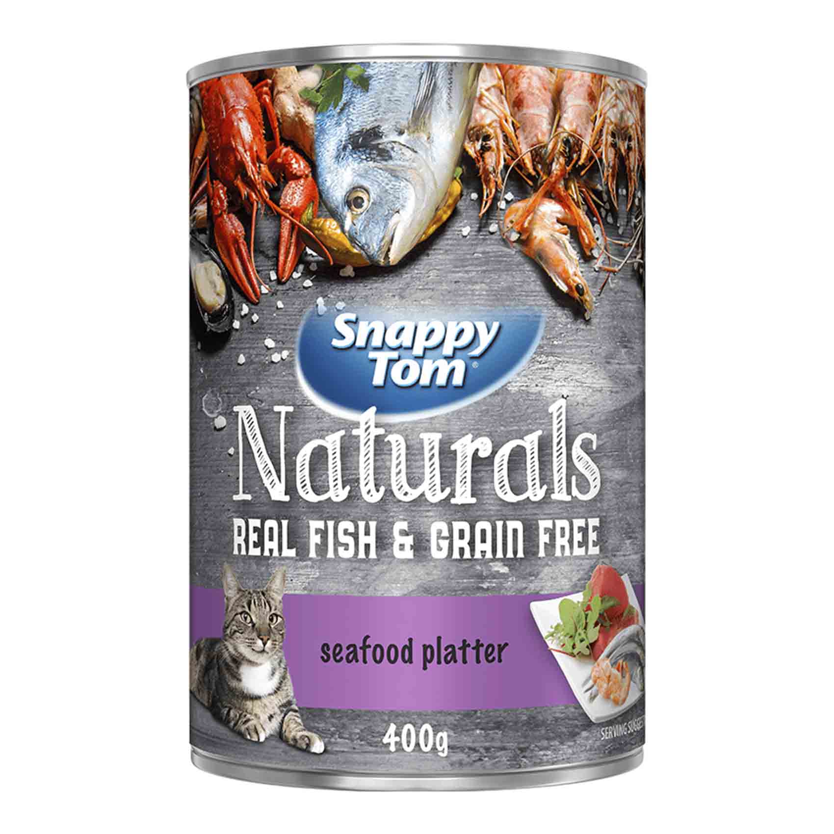 Snappy Tom Naturals Real Fish And Grain Free Seafood Platter Cat Food 400g