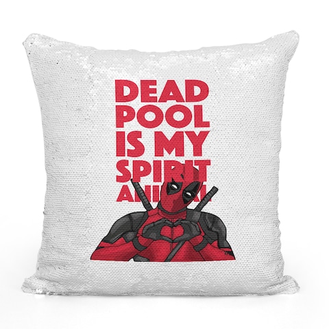 Loud Universe - Dead Pool Spirit Animal White Sequin Throw Pillow with Stuffing Unicorn Funny Dead Pool Fun Home Decor Pillow