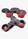 Generic - 3-In-1 Universal Clip Mobile Camera Lens Set Black/Red