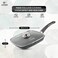 LIFE SMILE grill pan Non-stick Granite Coating with lid   Oven Safe   versatile grilling pan with drop opening, Skillet large surface,100% PFOA free (Black, 28 CM Fixed Handle)