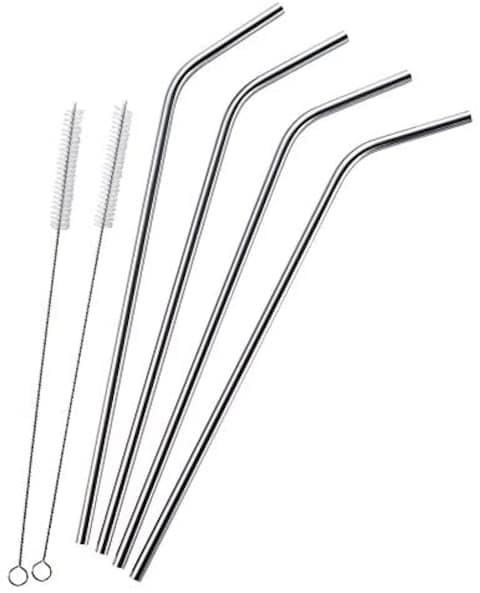 Generic 4 Long Stainless Steel Drinking Straws 20 Oz &amp; 30 Oz Cups Cleaning Brush Include